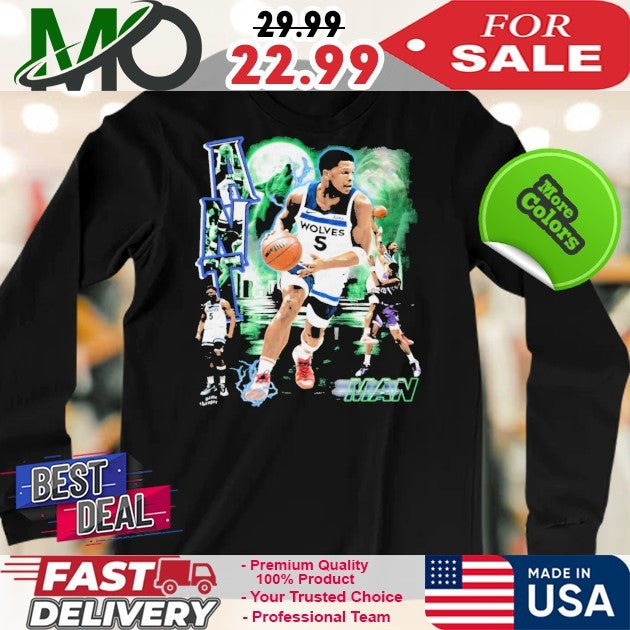 Number 5 Anthony Edwards Basketball Fan Graphic T-Shirt