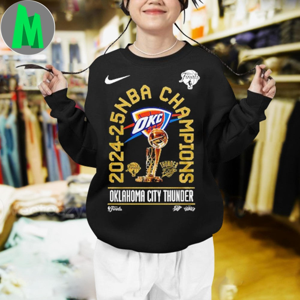 OKC Thunder 2025 NBA Champions Golden Trophy Graphic T-Shirt