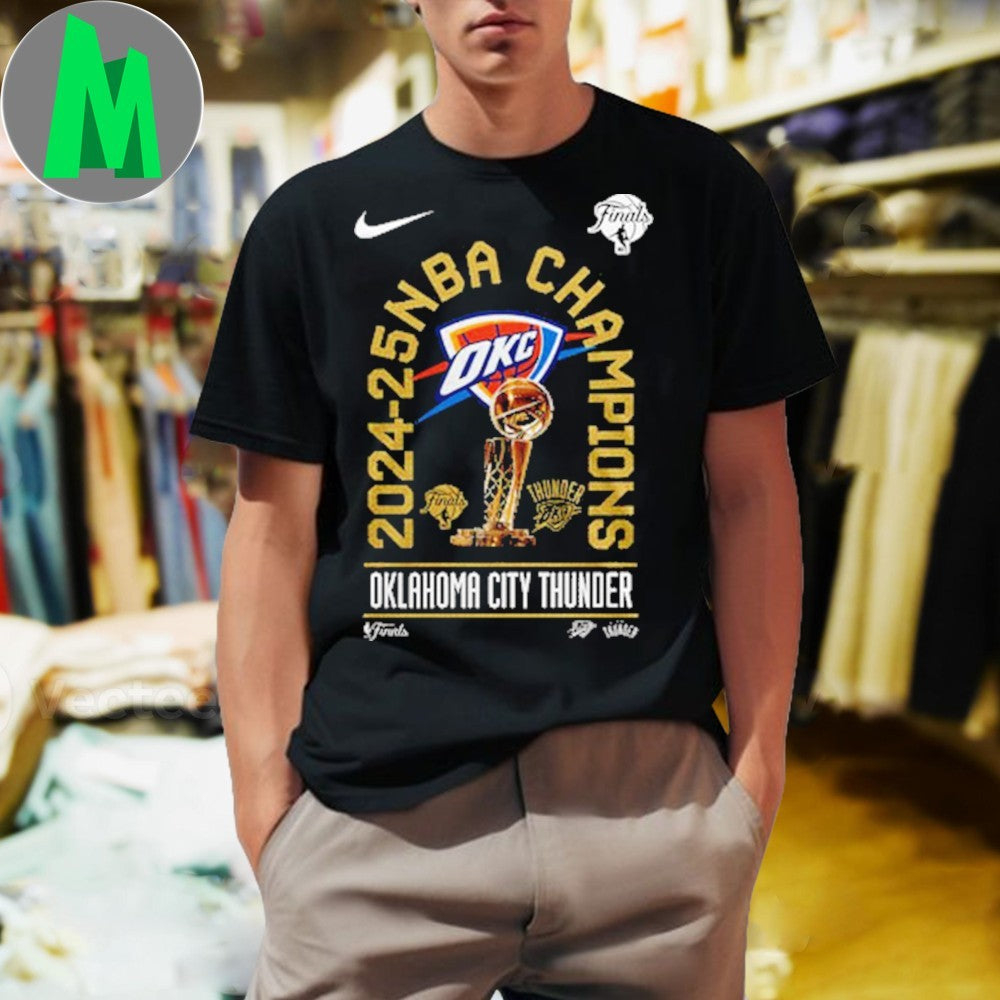 OKC Thunder 2025 NBA Champions Golden Trophy Graphic T-Shirt