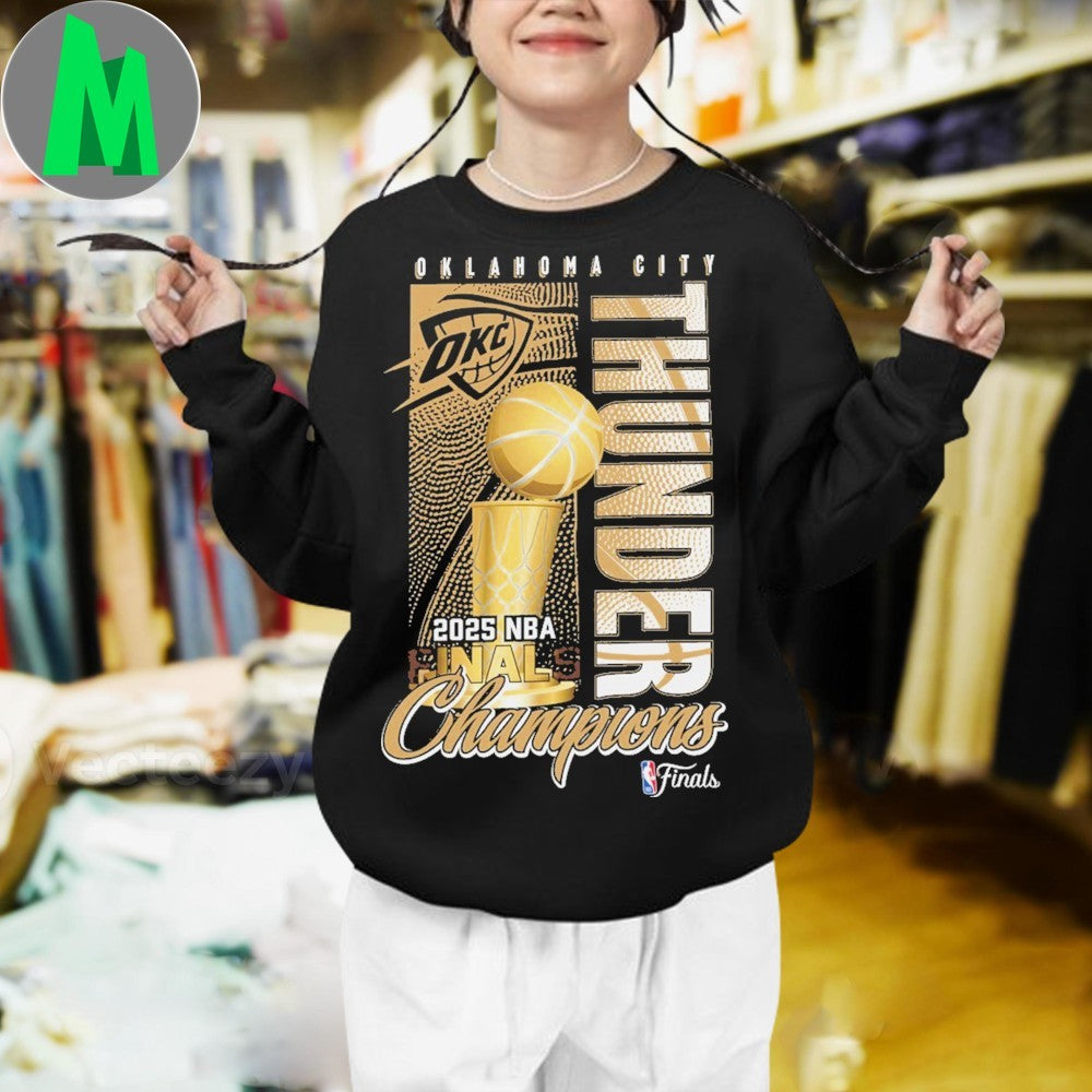 OKC Thunder 2025 NBA Finals Champions Golden Trophy Graphic T-Shirt