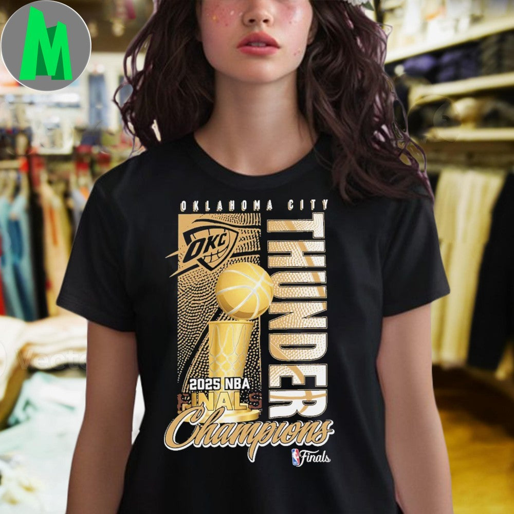 OKC Thunder 2025 NBA Finals Champions Golden Trophy Graphic T-Shirt