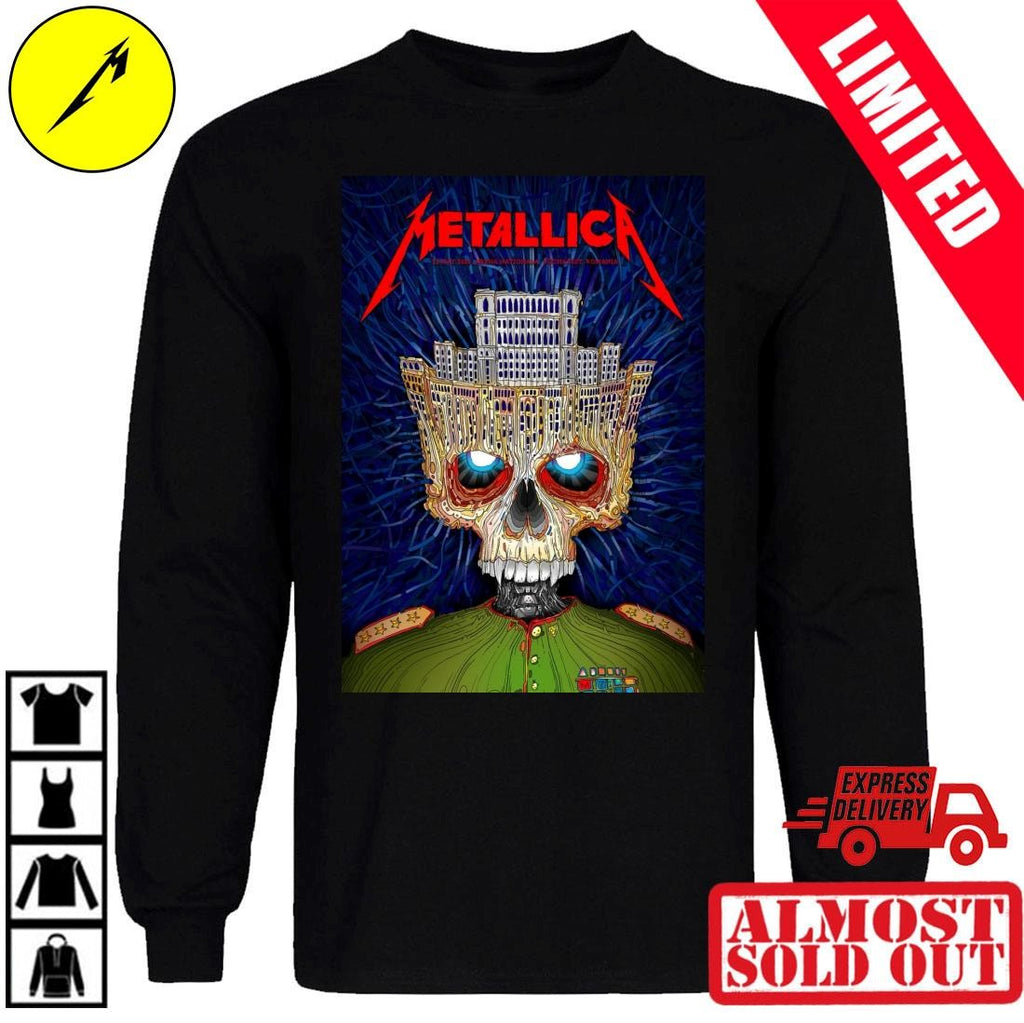 Official Metallica Bucharest Romania 2026 Concert T-Shirt Palace Of Parliament Crown Skull Art By Matei Apostolescu Arena Nationala May 13 Merch