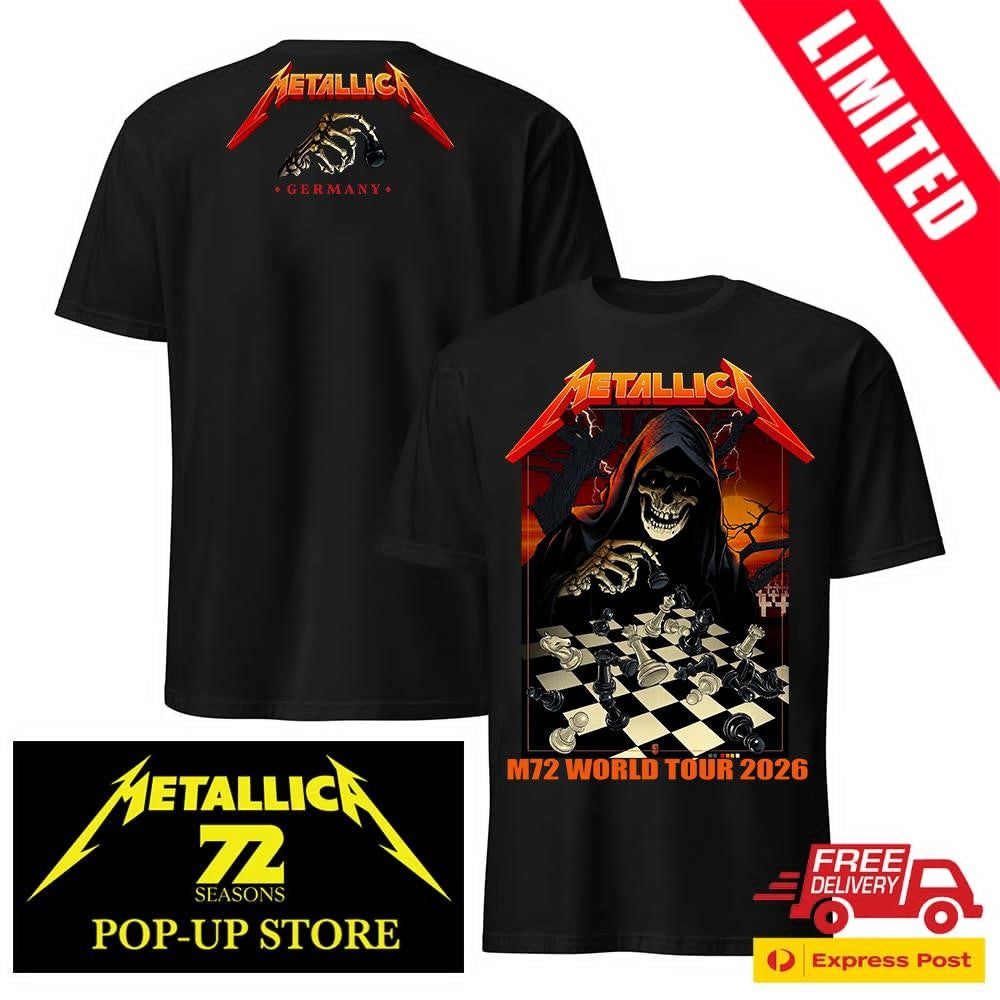 Official Metallica Frankfurt 2026 Two-Sided Tee – Vance Kelly Venue Art – Deutsche Bank Park May 22 24