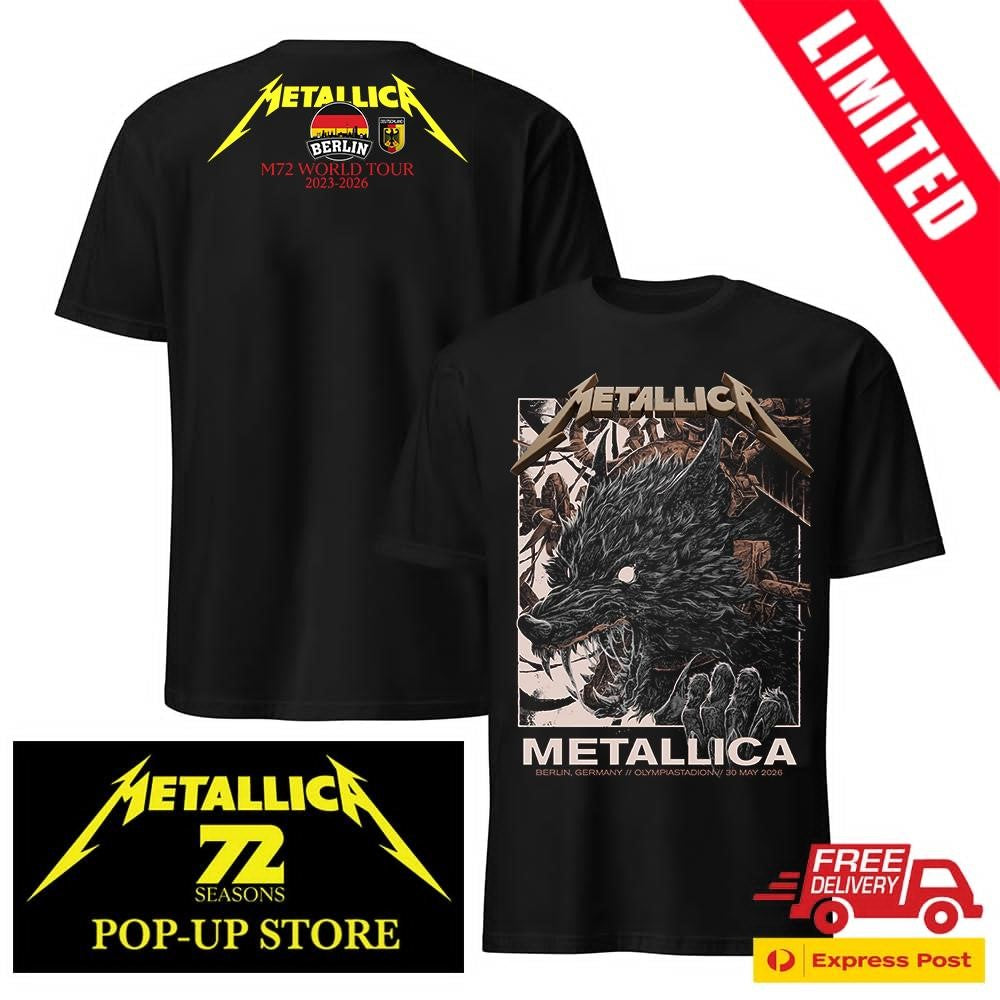Official Metallica Janta Island Wolf Shirt Two Sides Berlin Tour