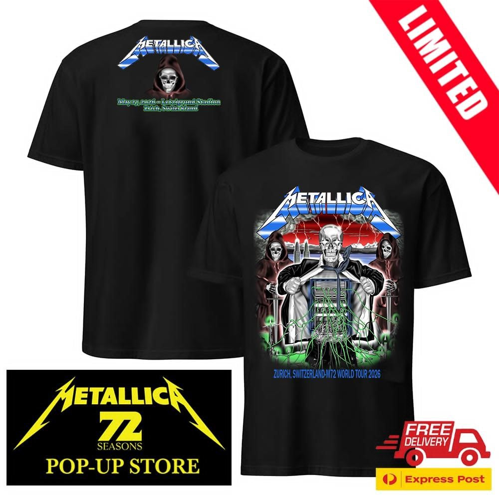 Official Metallica Zurich 2026 Pop-Up Shop Limited Unisex Shirt Lucaschenardi Two Sided