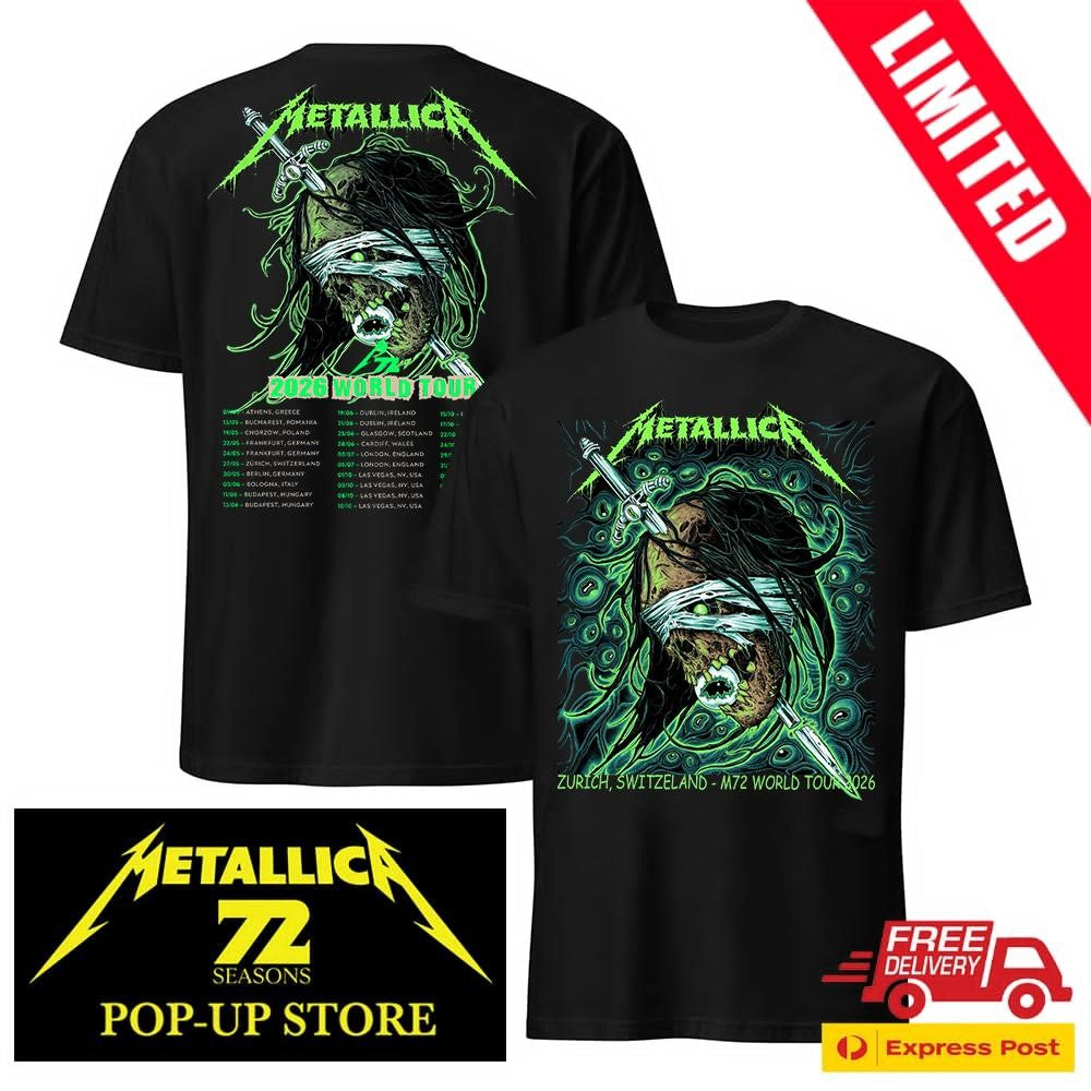 Official Metallica Zurich May 27 2026 Two-Sided Poster Art Tee