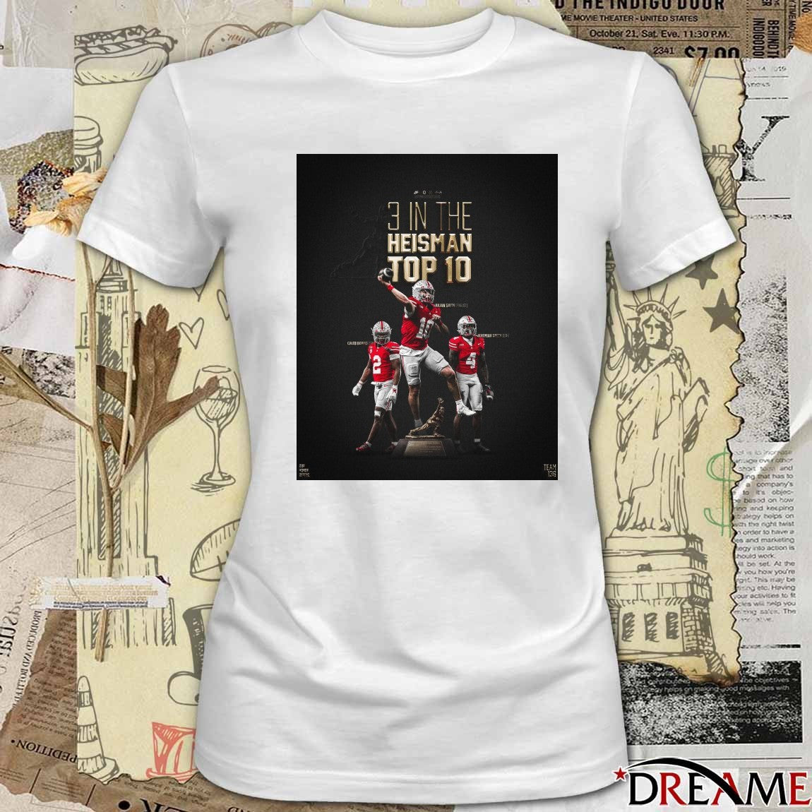 Ohio State Football 3 In The Heisman Top 10 Julian Sayin Caleb Downs and Jeremiah Smith t-shirt
