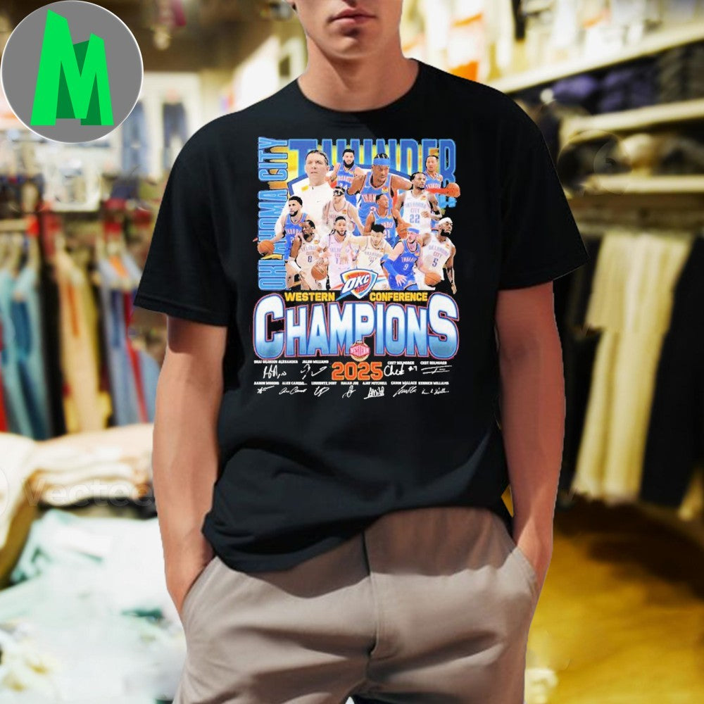 Oklahoma City Thunder 2025 Western Conference Champions T-Shirt NBA Playoff Fan Apparel Victory Celebration Tee