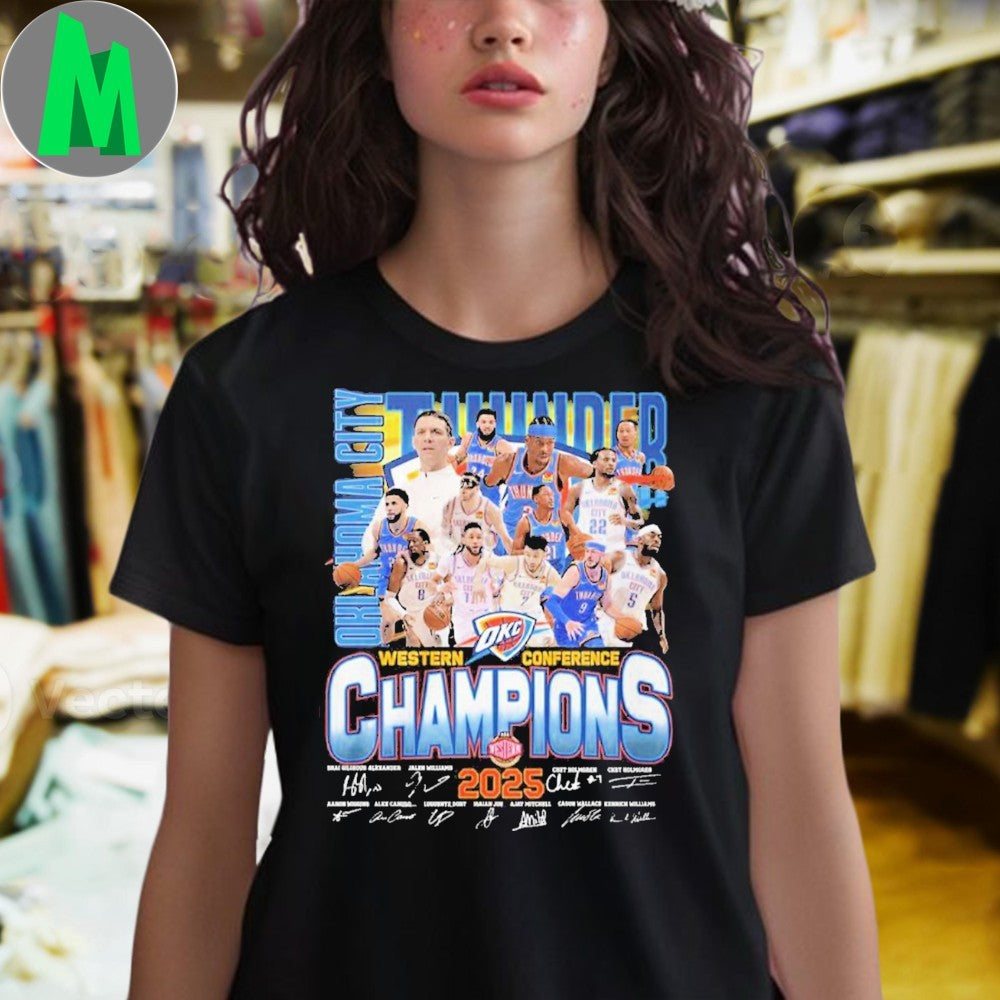 Oklahoma City Thunder 2025 Western Conference Champions T-Shirt NBA Playoff Fan Apparel Victory Celebration Tee