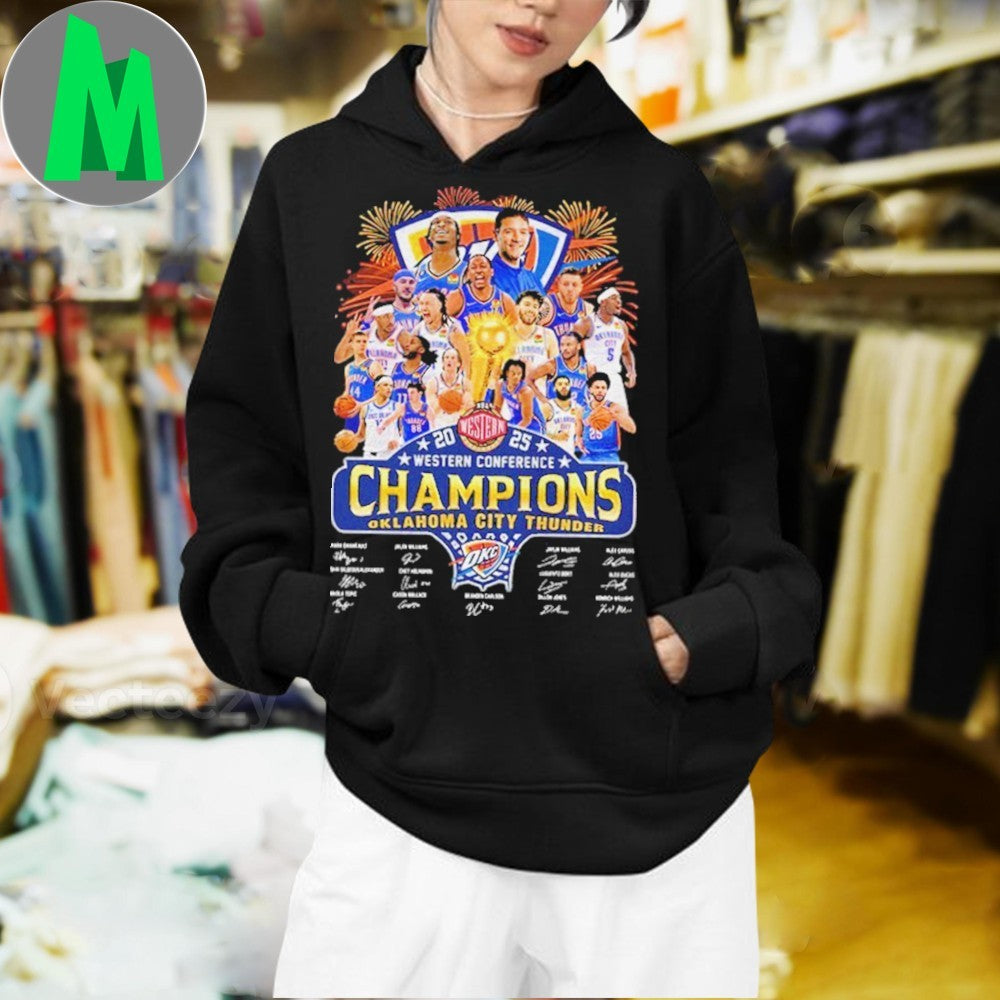 Oklahoma City Thunder 2025 Western Conference Champions T-Shirt NBA Signature Series Fan Apparel Victory Celebration Tee