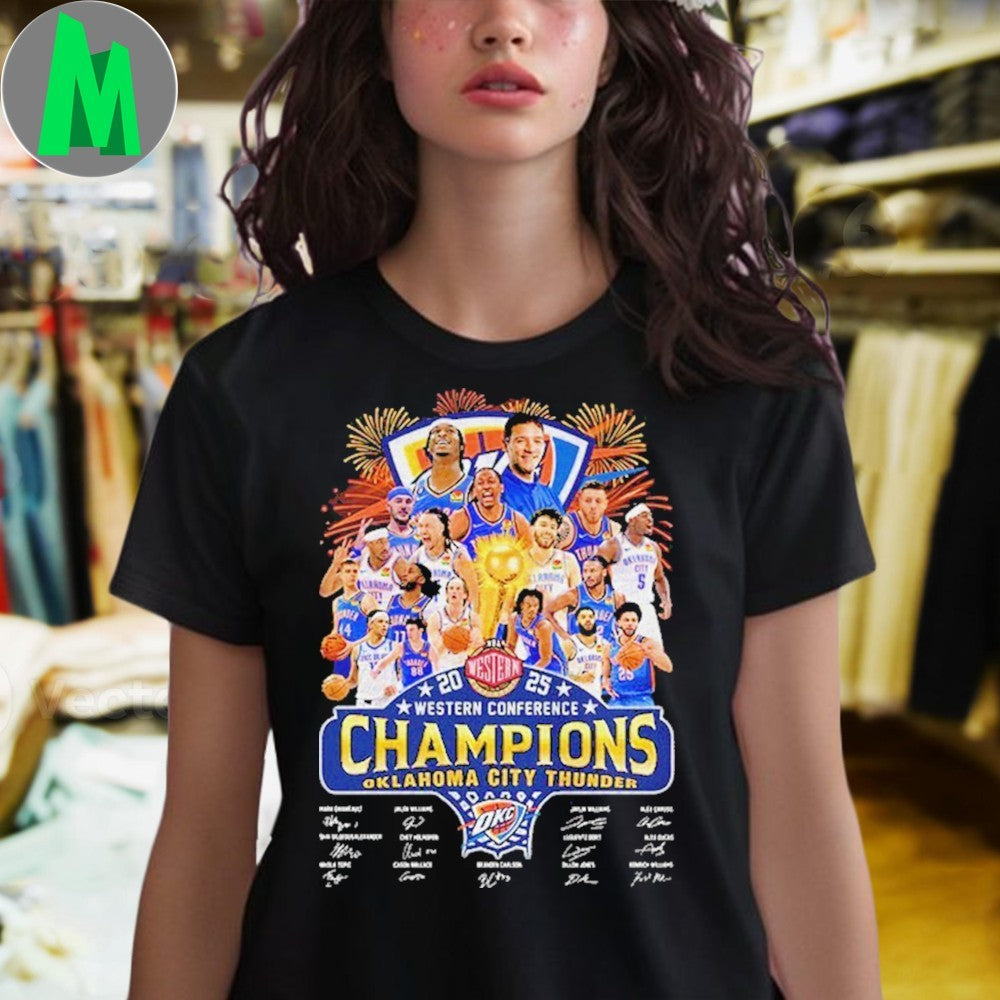 Oklahoma City Thunder 2025 Western Conference Champions T-Shirt NBA Signature Series Fan Apparel Victory Celebration Tee