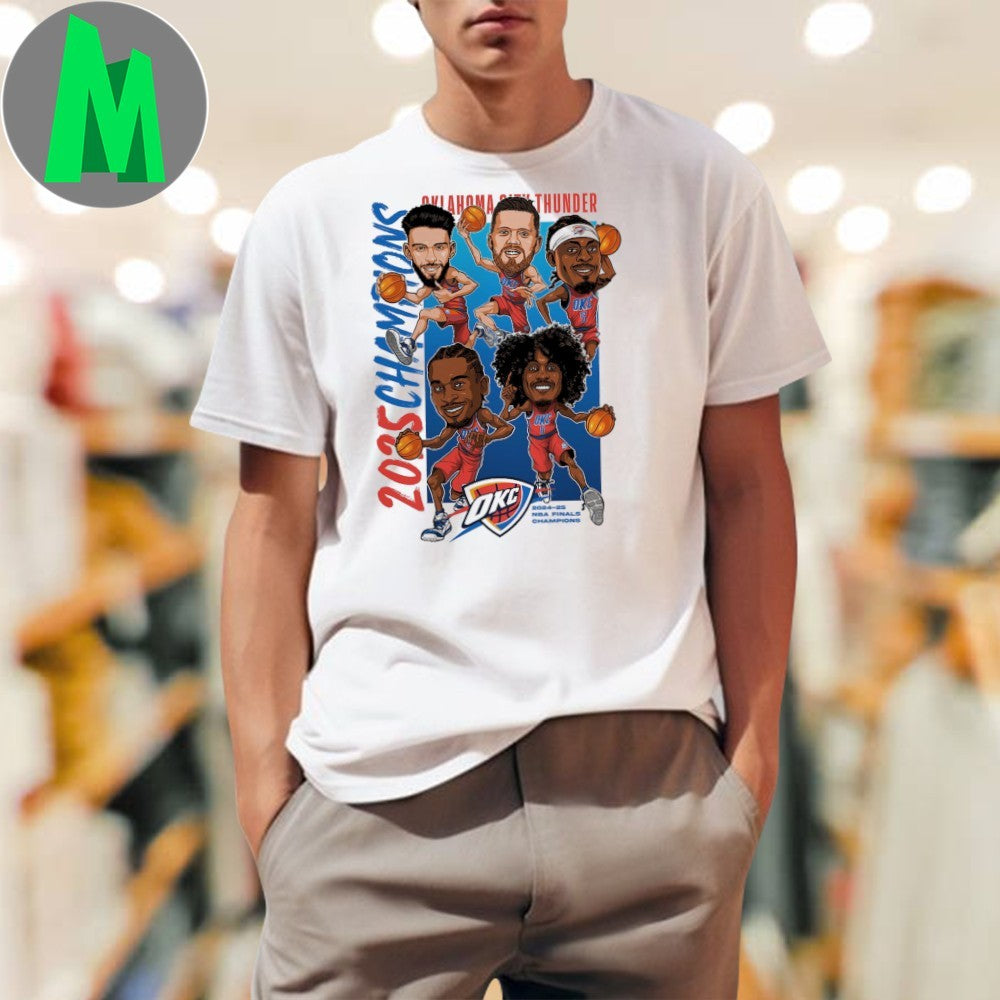 Oklahoma City Thunder Fanatics 2025 NBA Finals Champions Caricature Full Court Shirt