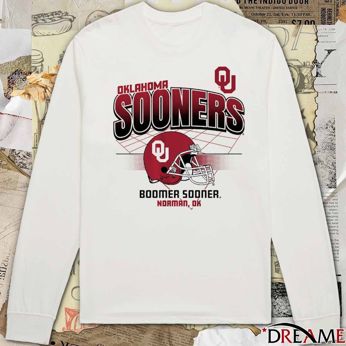 Oklahoma Sooners Football NCAA Helmet Grid Boomer Sooner Norman OK t-shirt
