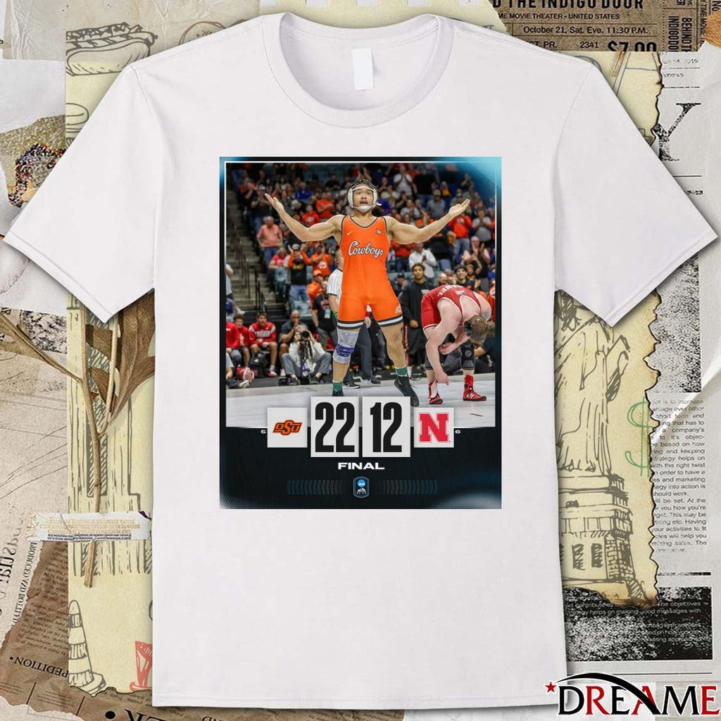 Oklahoma State Cowboys Vs Nebraska Cornhuskers Final Score 22-12 Poster t-shirt