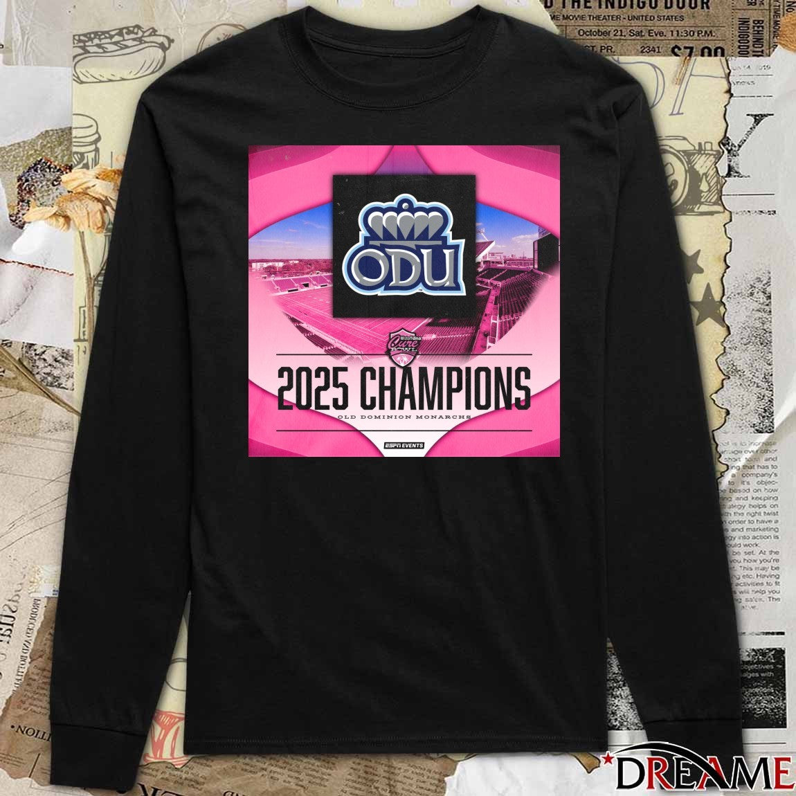 Old Dominion Monarchs 2025 StaffDNA Cure Bowl Champions Poster t-shirt