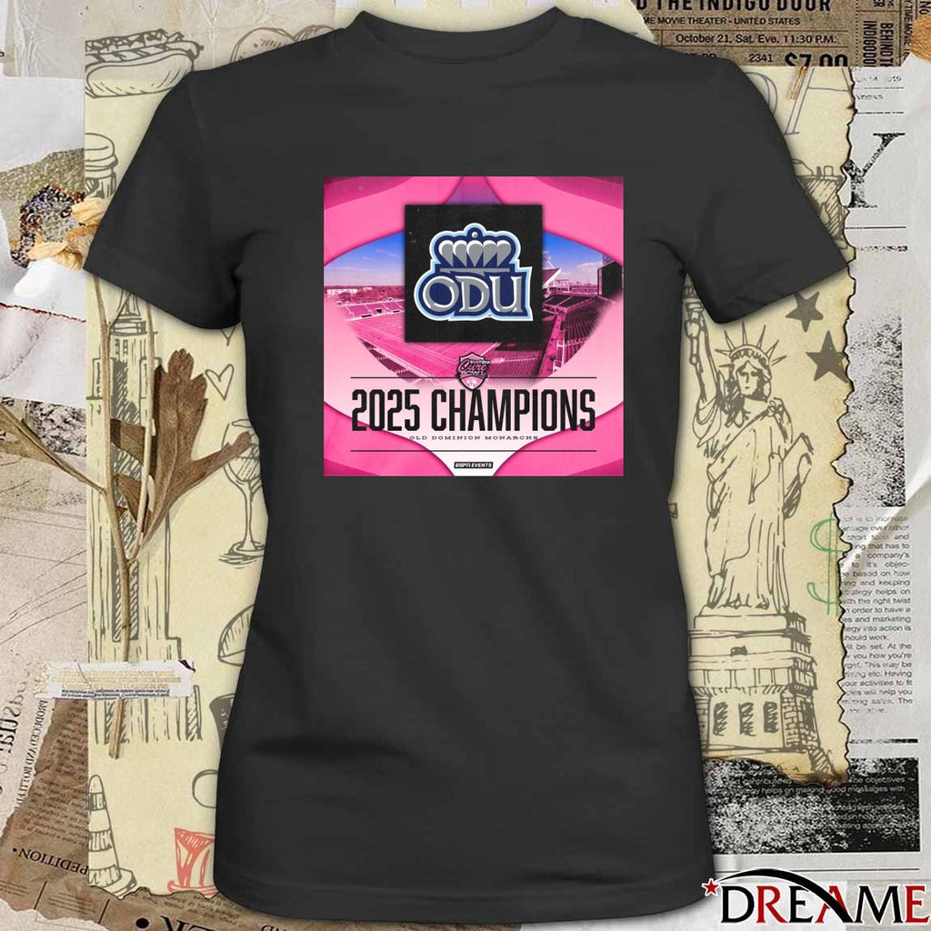Old Dominion Monarchs 2025 StaffDNA Cure Bowl Champions Poster t-shirt