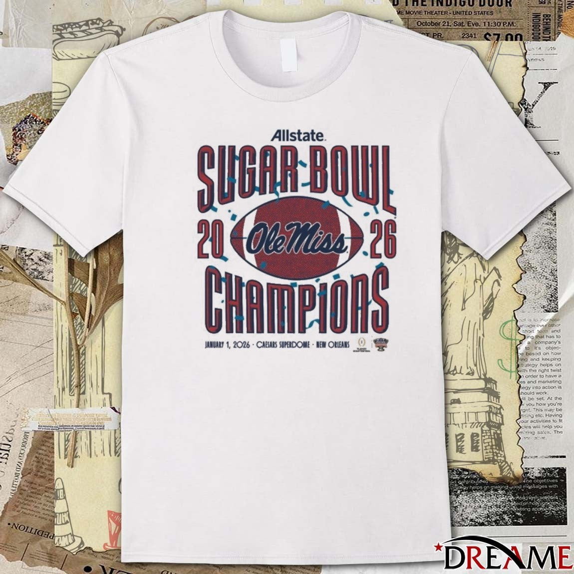 Ole Miss Allstate Sugar Bowl Champions 2026 Caesars Superdome New Orleans t-shirt