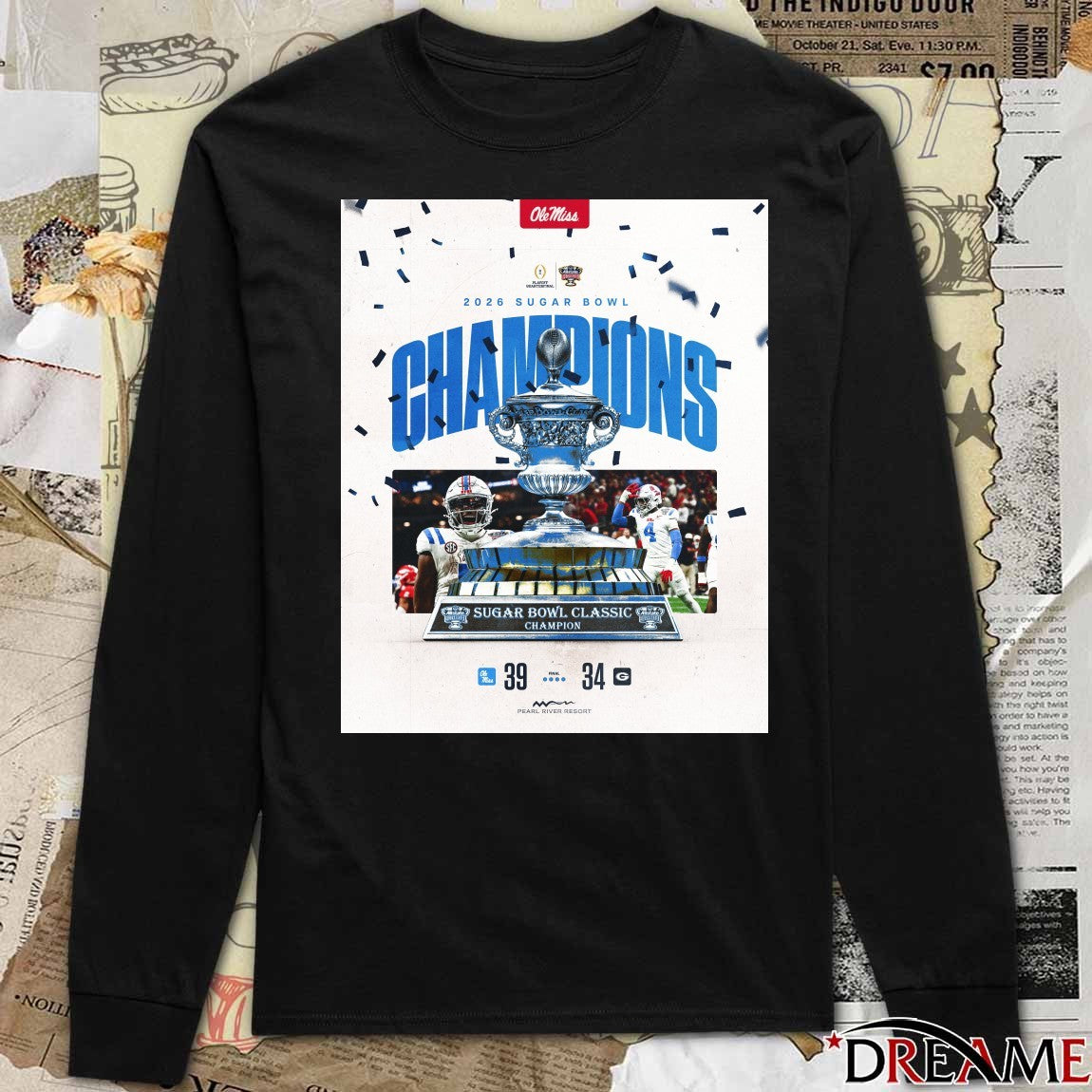 Ole Miss Vs Georgia Final Score 39 – 34 2026 Sugar Bowl Classic Champions Poster t-shirt