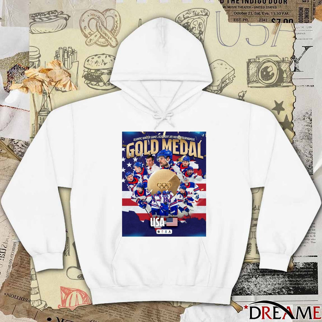 Olympic Winter Games 2026 Men’s Ice Hockey Tournament Gold Medal Team USA Poster t-shirt