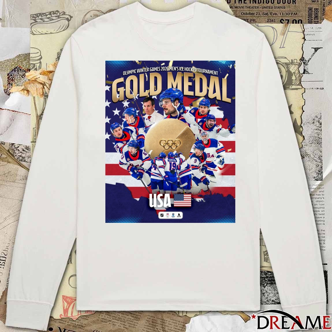 Olympic Winter Games 2026 Men’s Ice Hockey Tournament Gold Medal Team USA Poster t-shirt