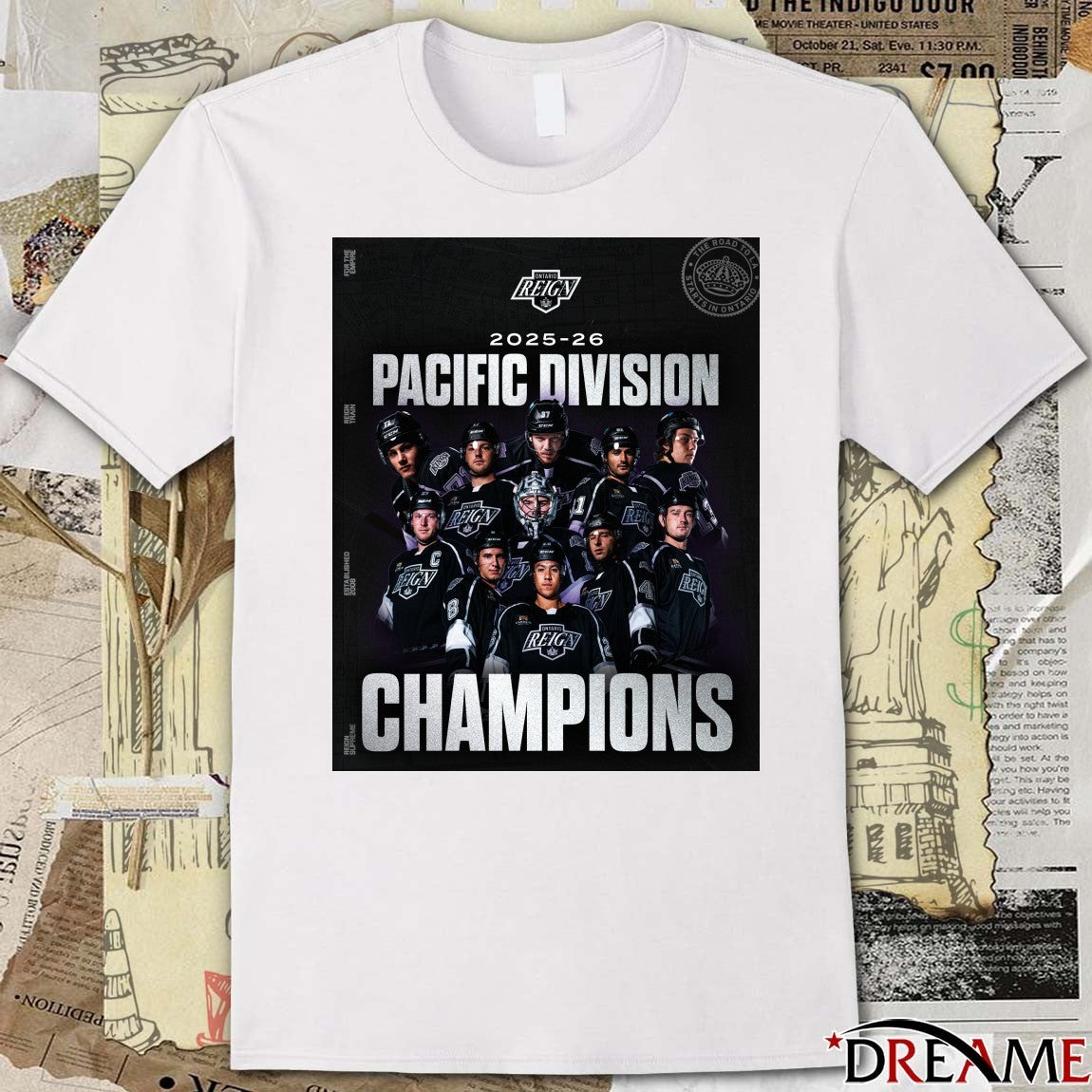 Ontario Reign 2025-26 Pacific Division Champions The Road To LA Starts In Ontario Poster t-shirt