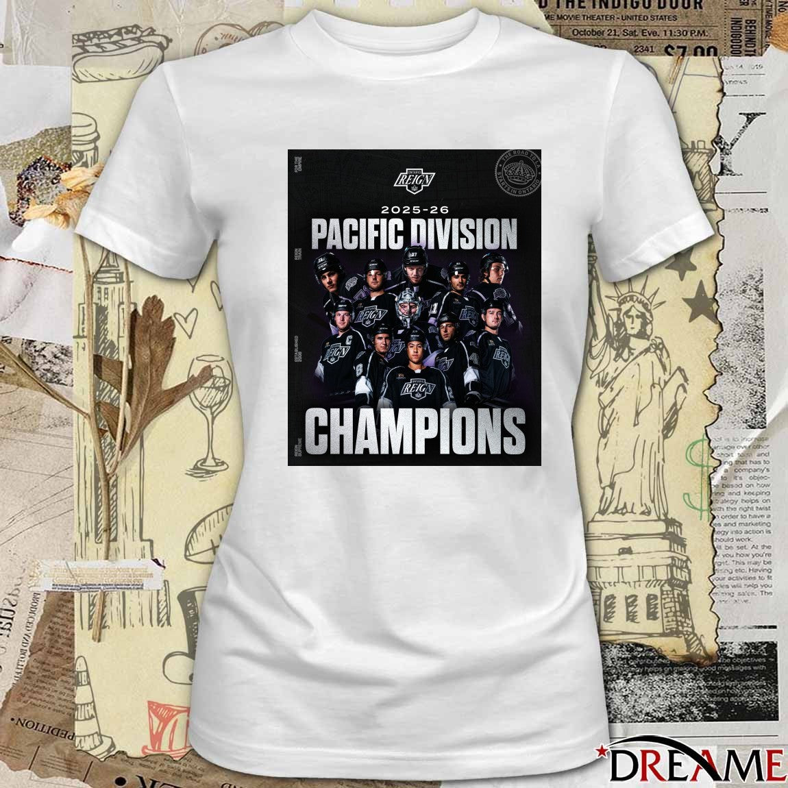 Ontario Reign 2025-26 Pacific Division Champions The Road To LA Starts In Ontario Poster t-shirt