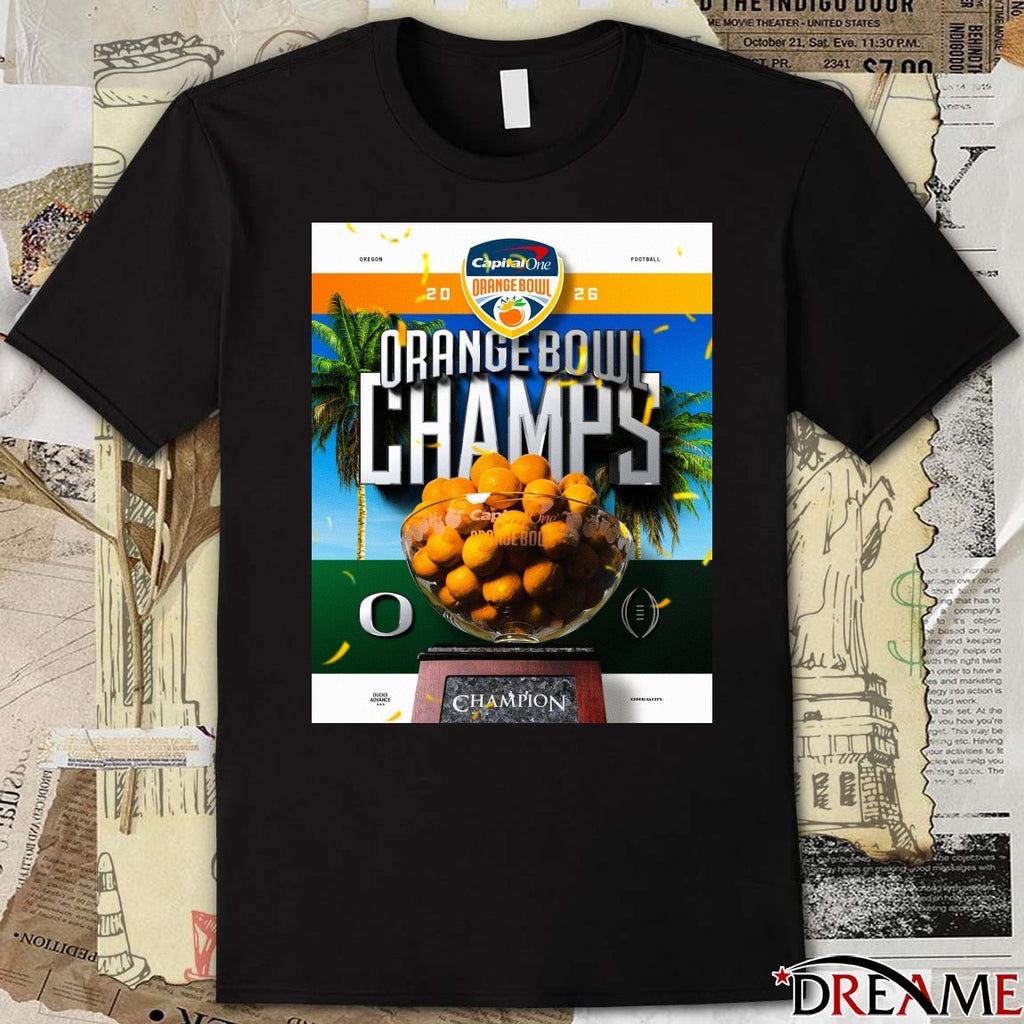 Oregon defeated Texas Tech 2026 Capital One Orange Bowl Champions Poster t-shirt