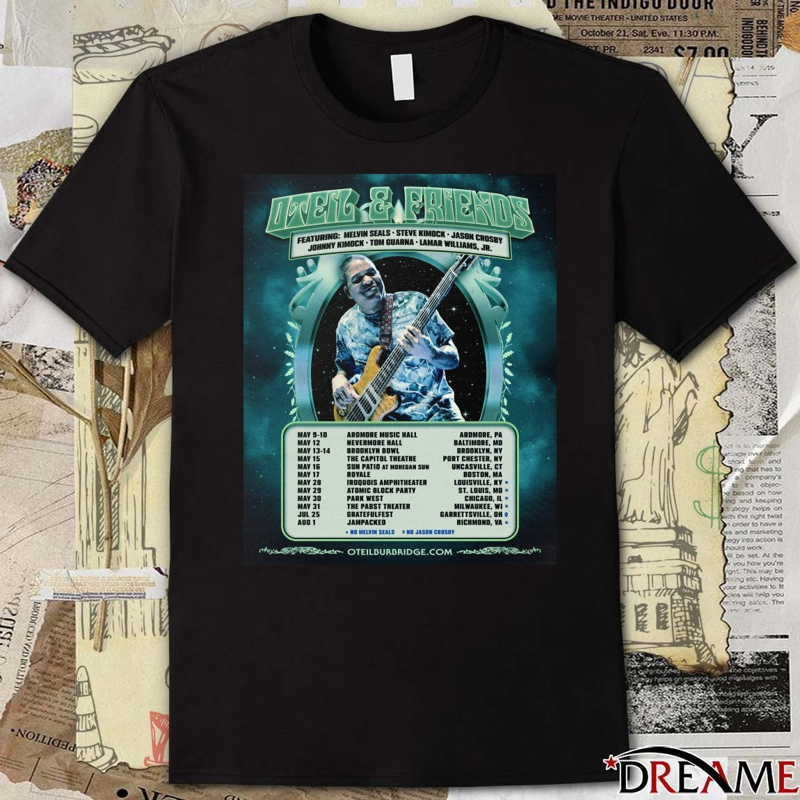 Oteil and Friends 2026 Dates featuring Steve Kimock, Johnny Kimock, Tom Guarna, and Lamar Williams Jr. Poster t-shirt