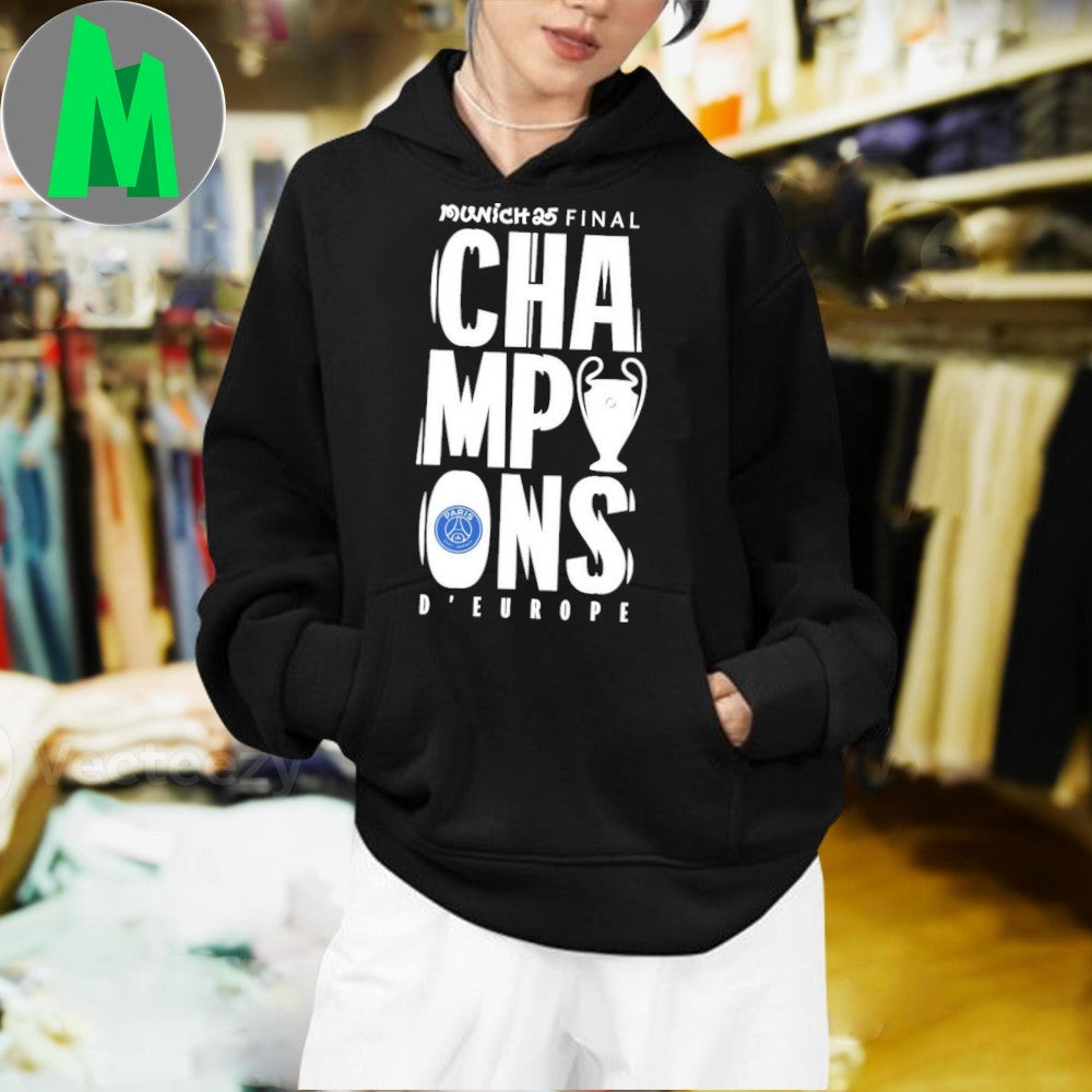 PSG Champions D’Europe 2025 UEFA Champions League Finals Sweatshirt Football Fan Apparel Black