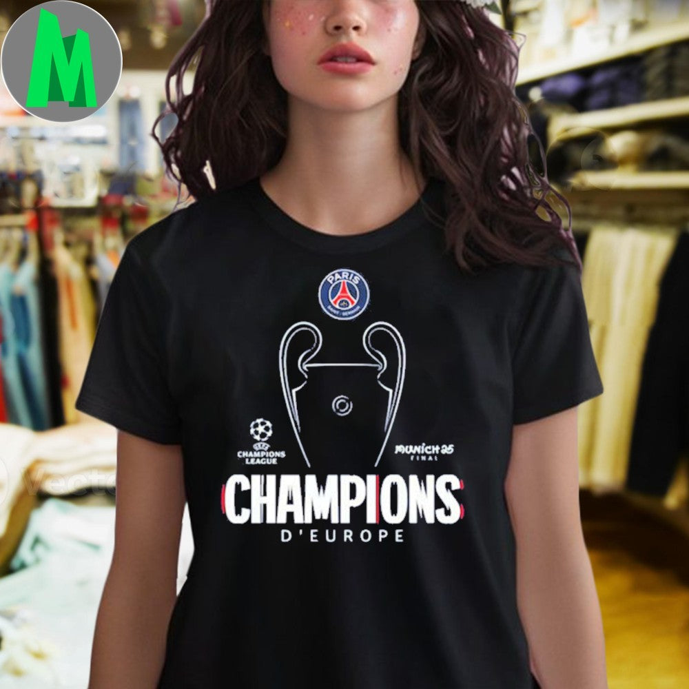 PSG Champions League 2025 Munich Final T-Shirt European Football Soccer Fan Apparel