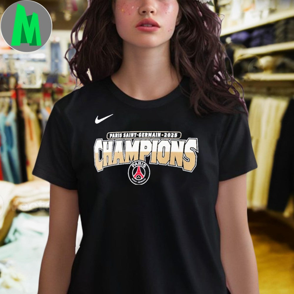 PSG Champions League 2025 Winners Core T-Shirt Youth European Football Fan Apparel