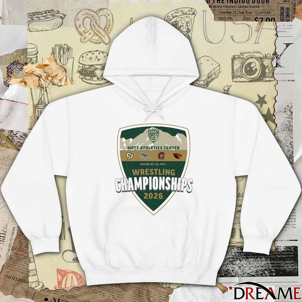 Pac-12 Conference Mott Athletics Center Hosted By Cal Poly Wrestling Championships 2026 t-shirt