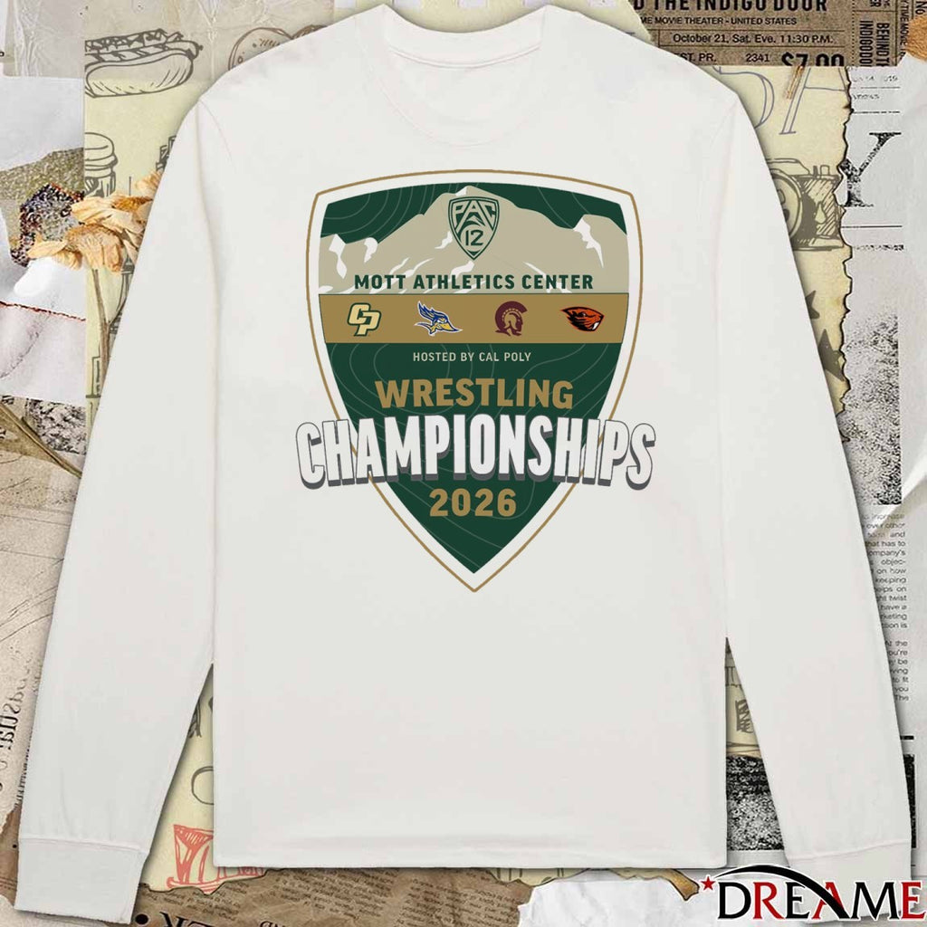 Pac-12 Conference Mott Athletics Center Hosted By Cal Poly Wrestling Championships 2026 t-shirt