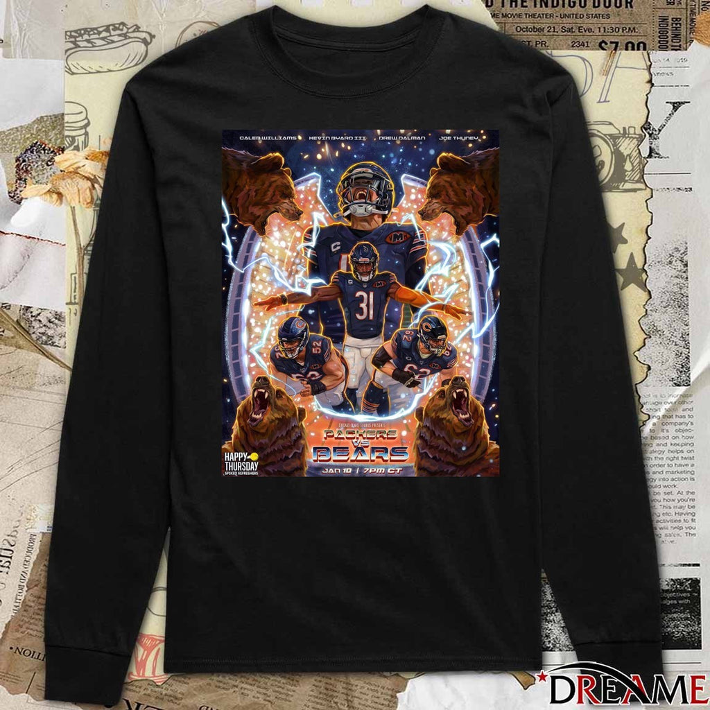 Packers Vs Bears Jan 10 Caleb Williams, Kevin Byard III, Drew Dalman and Joe Thuney Poster t-shirt