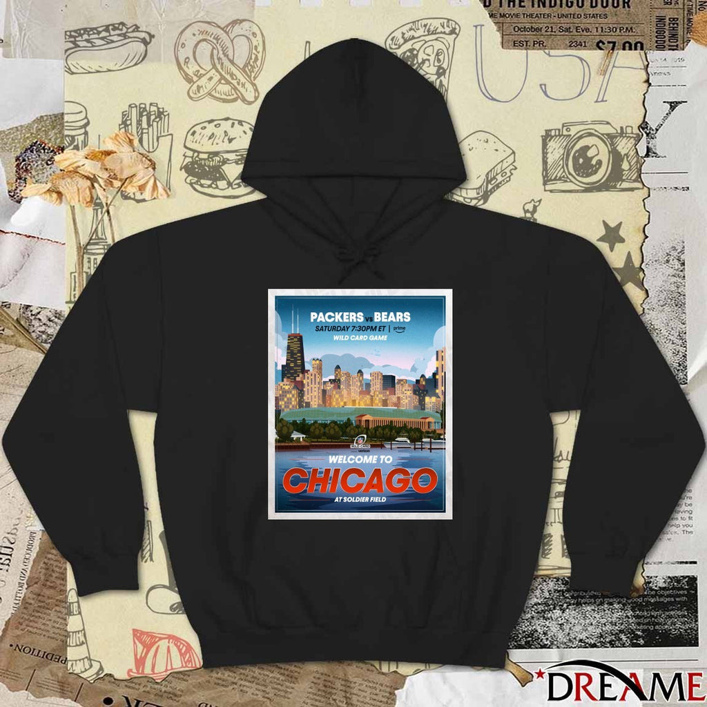 Packers vs. Bears Wild Card Game Welcome To Chicago At Soldier Field Poster t-shirt