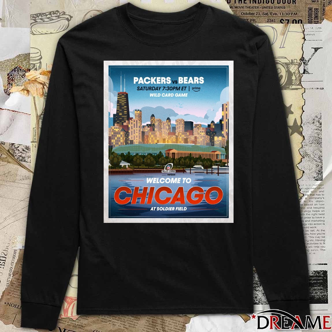 Packers vs. Bears Wild Card Game Welcome To Chicago At Soldier Field Poster t-shirt