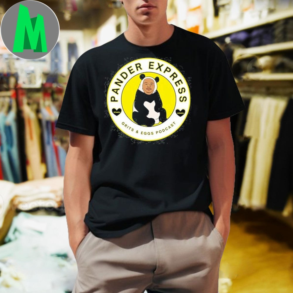 Pander Express Grits & Eggs Podcast T-Shirt Humorous Graphic Tee Comedy Show Apparel
