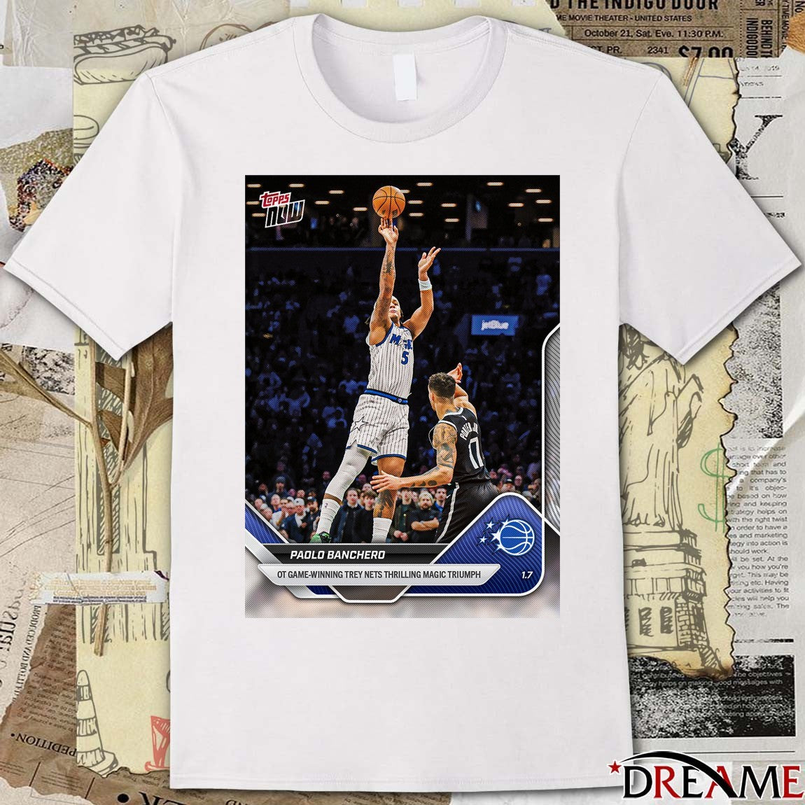 Paolo Banchero OT Game-Winning Trey Nets Thrilling Magic Triumph Topps Now Card Poster t-shirt