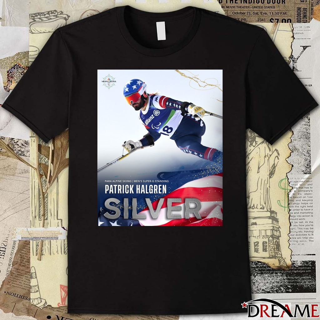 Para Alpine Skiing Men’s Super-g Standing Patrick Halgren Silver Medal Winter Paralympics t-shirt