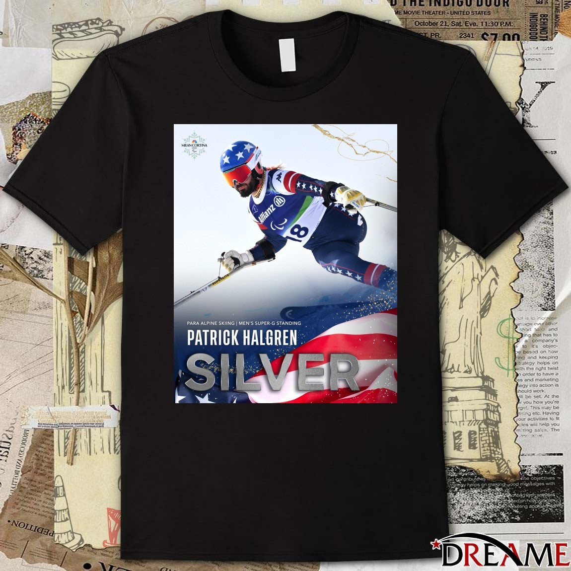 Para Alpine Skiing Men’s Super-g Standing Patrick Halgren Silver Medal Winter Paralympics t-shirt
