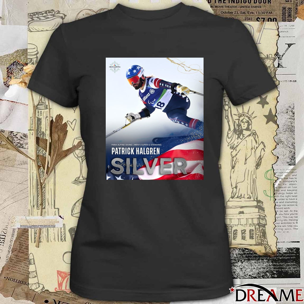 Para Alpine Skiing Men’s Super-g Standing Patrick Halgren Silver Medal Winter Paralympics t-shirt