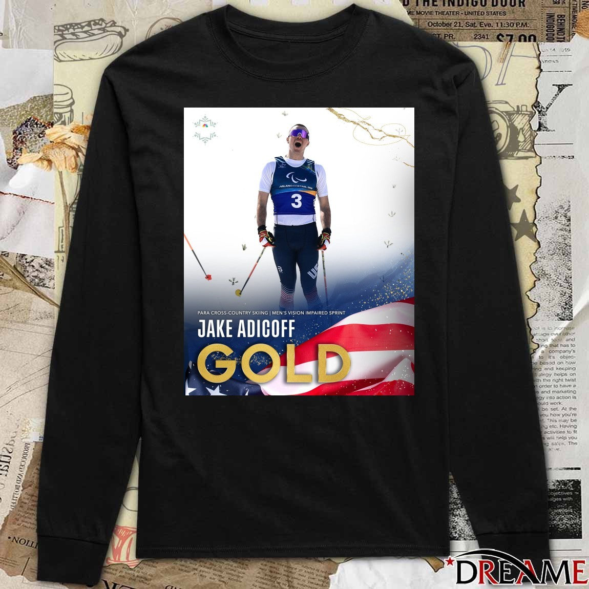 Para Cross-country Skiing Men’s Vision Impaired Sprint Jake Adicoff Gold Medal Winter Paralympics t-shirt