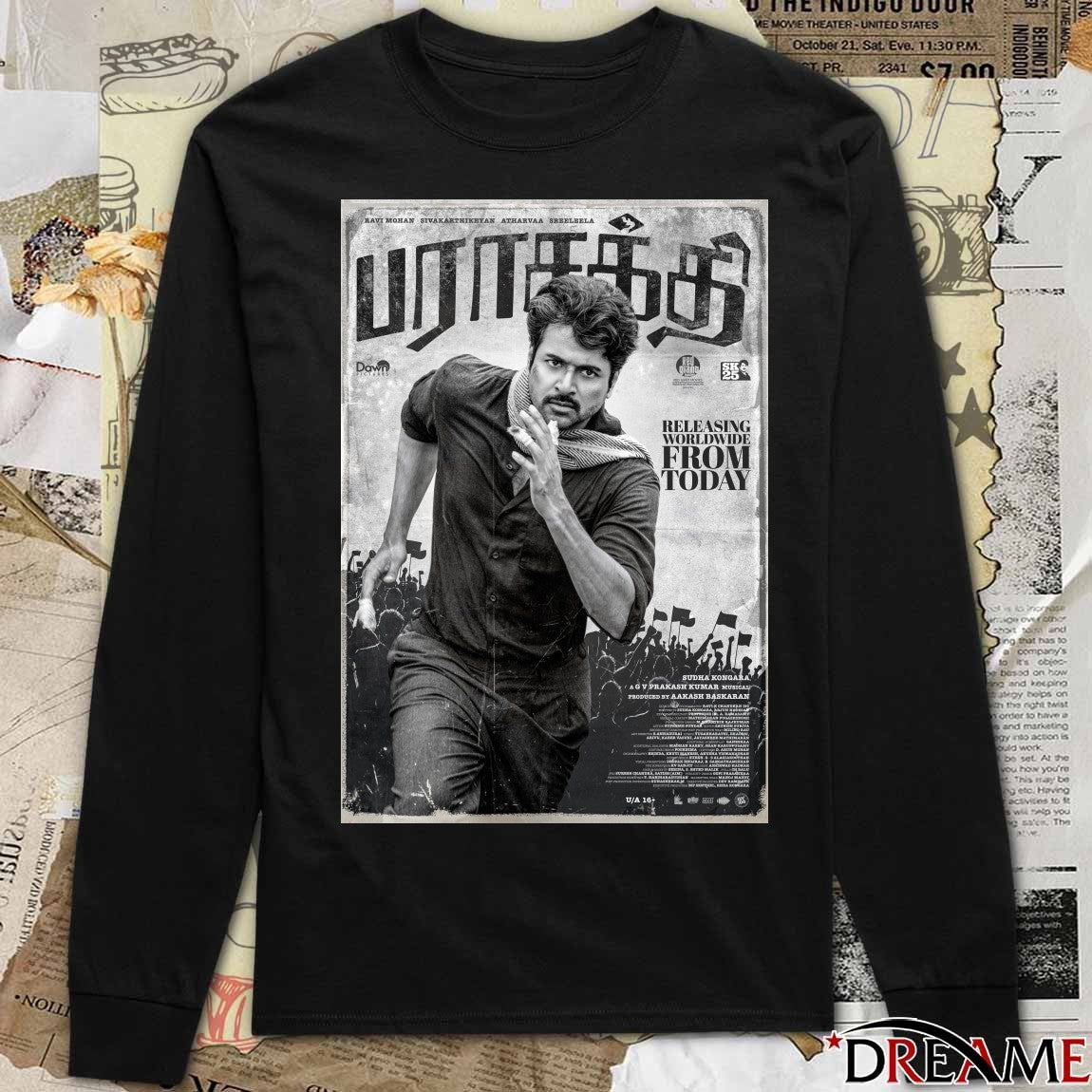 Parasakthi Sivakarthikeyan Release Worldwide From Today January 10, 2026 Poster t-shirt