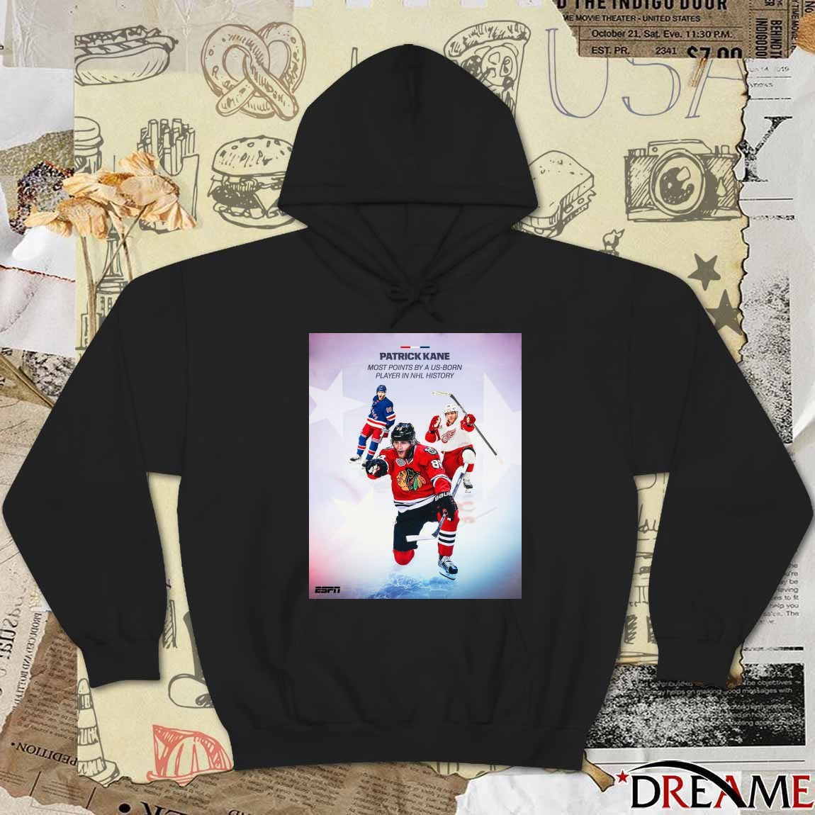 Patrick Kane Most Points By A US-born Player In NHL History Poster t-shirt