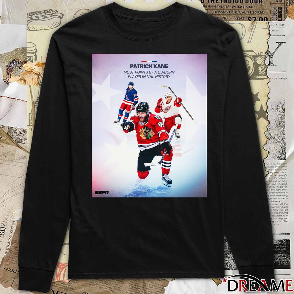 Patrick Kane Most Points By A US-born Player In NHL History Poster t-shirt
