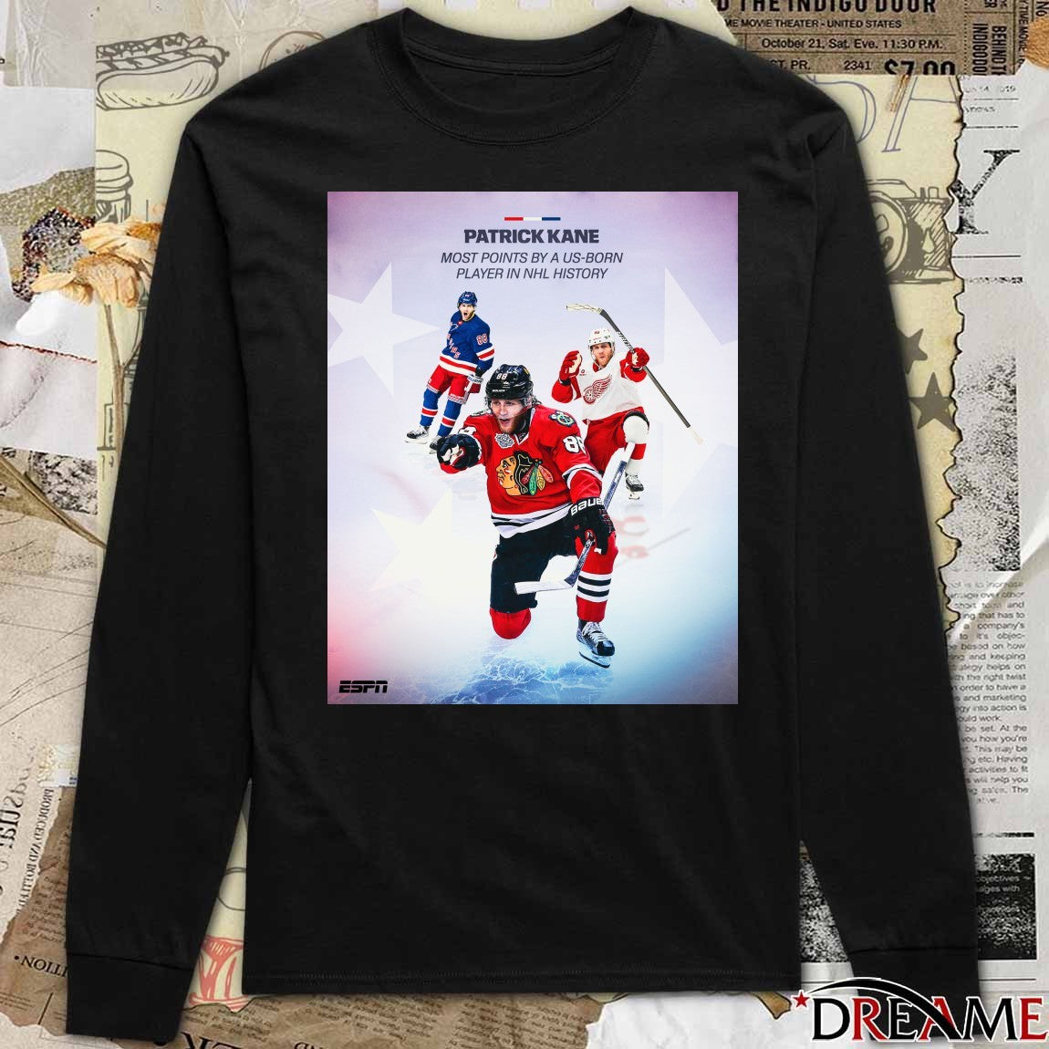 Patrick Kane Most Points By A US-born Player In NHL History Poster t-shirt