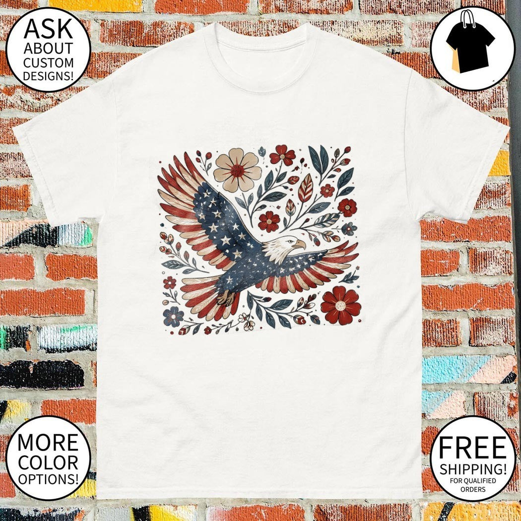 Patriotic Eagle America Graphic floral 4th July 250th Year shirt