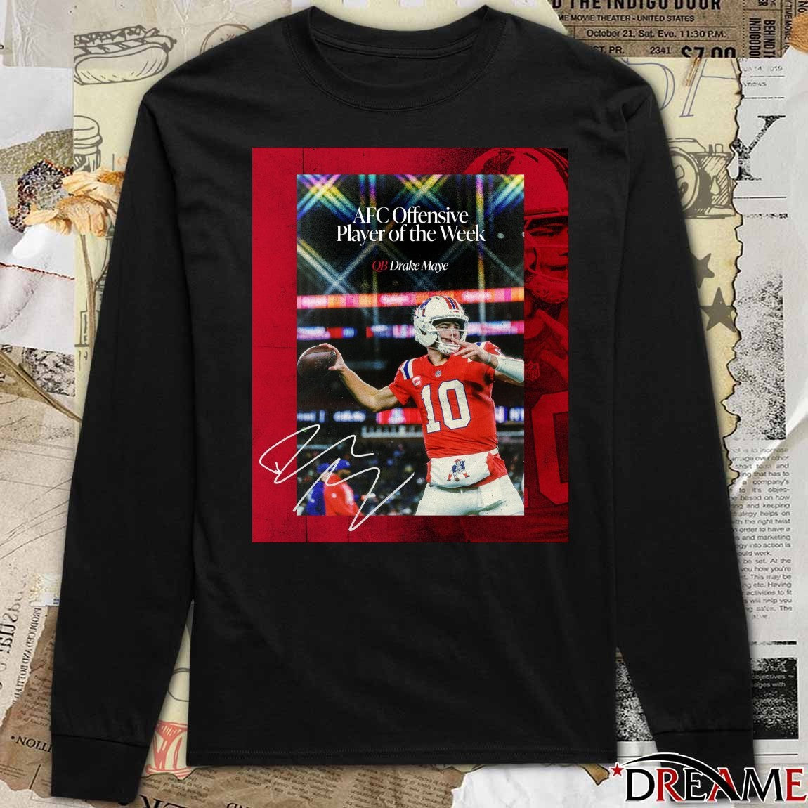 Patriots QB Drake Maye AFC Offensive Player of the Week Signature Poster t-shirt