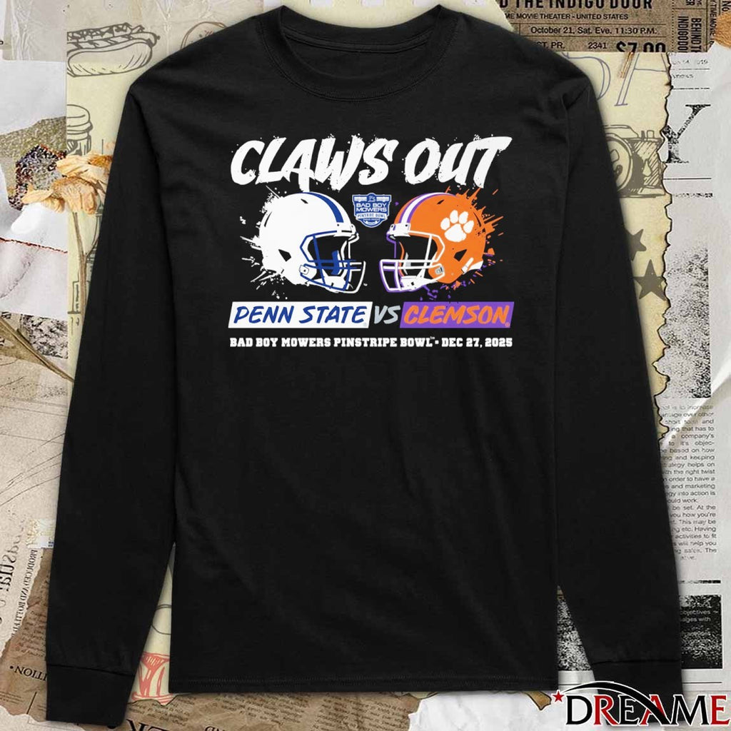 Penn State vs. Clemson 2025 Bad Boy Mowers Pinstripe Bowl Claws Out Dueling Helmets Dec 27 t-shirt