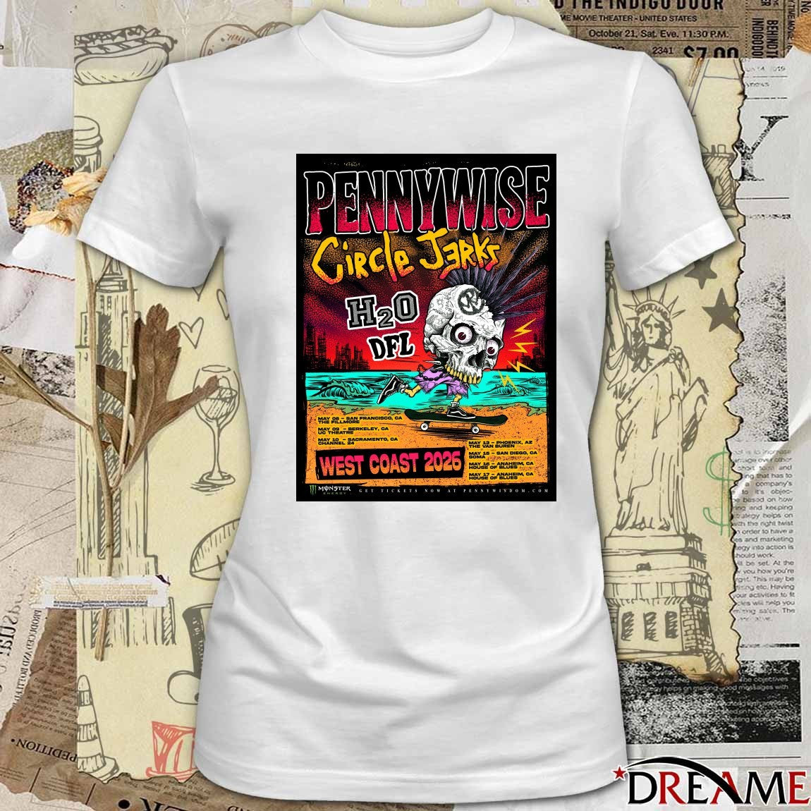 Pennywise With Circle Jerks, H20 and DFL West Coast 2026 Poster t-shirt